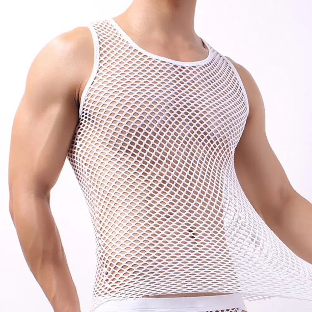 Men's See-Through Nylon Mesh Undershirt Vest