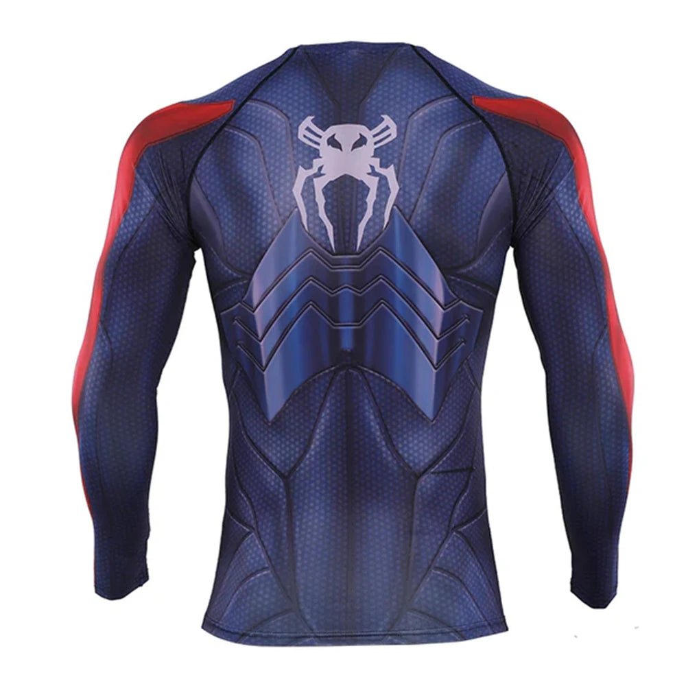 Hot Toys Marvel New Spiderman 2099 Long-Sleeved Tshirt Kid/Adults Breathable Quick Drying Training Sportshirts
