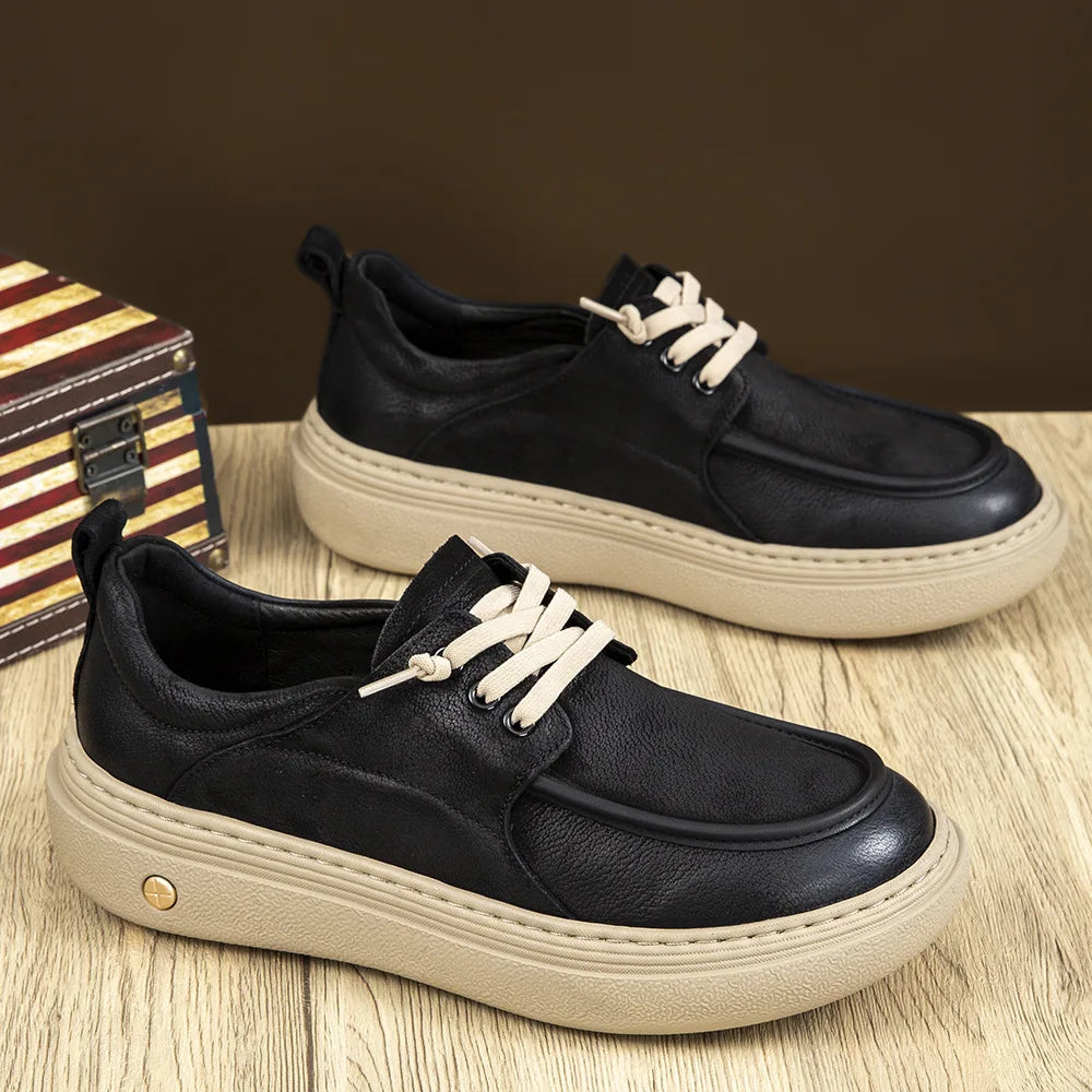 Mens Leather Casual Sports Shoes for Spring and Autumn