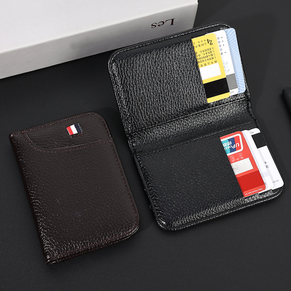 Portable Super Slim Soft Wallet Leather Mini Credit Card Wallet No Zipper