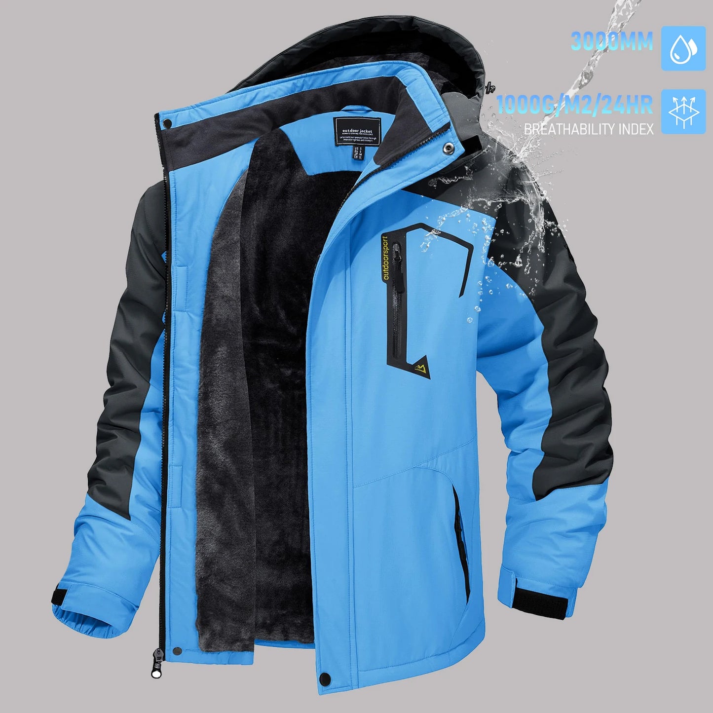 TACVASEN Men's Winter Ski Jackets Waterproof Fleece Coats Insulated Thermal Snowboard Jacket Parka Raincoat with Hood Man Parka