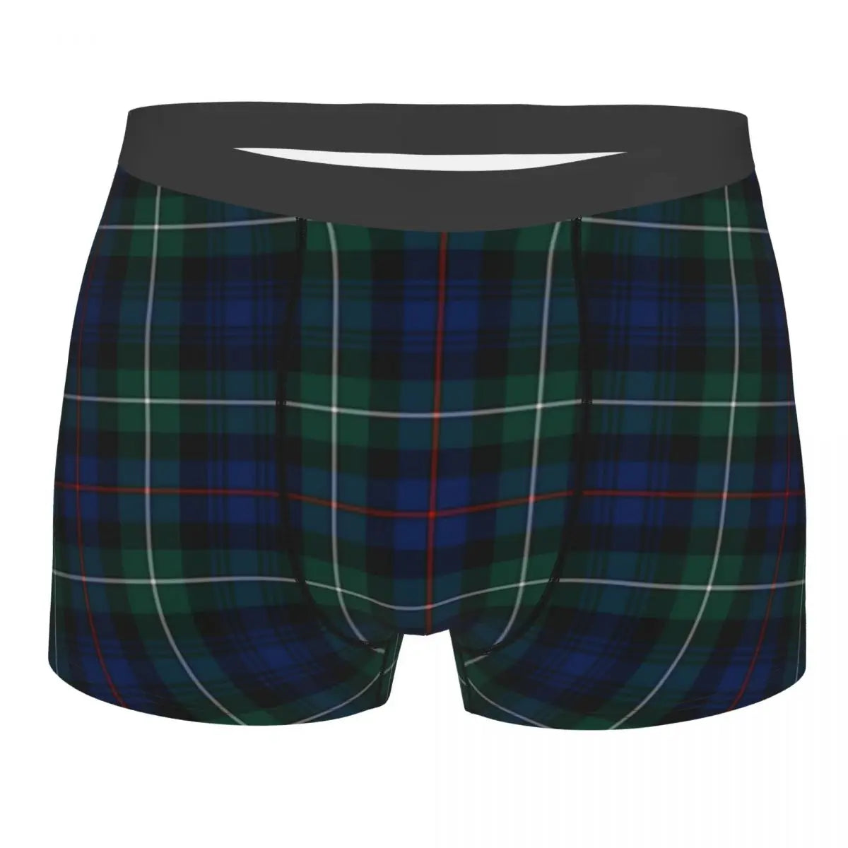 Black Watch Tartan Boxer Shorts for Men in Lycra and Polyester