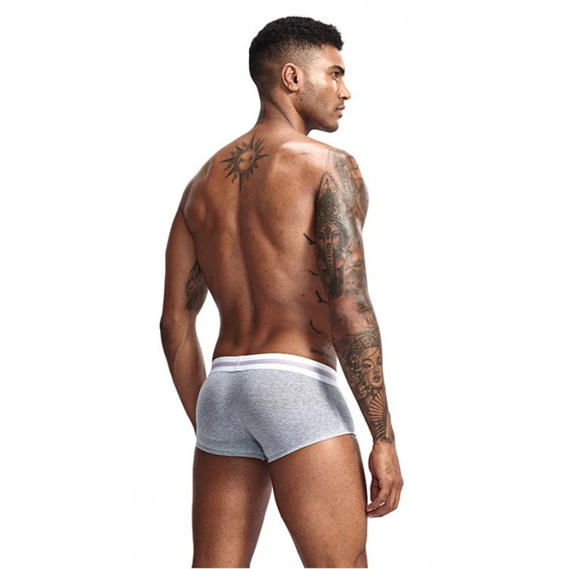 Men's Cotton Boxer Shorts with Convex Pouch in Solid Colors