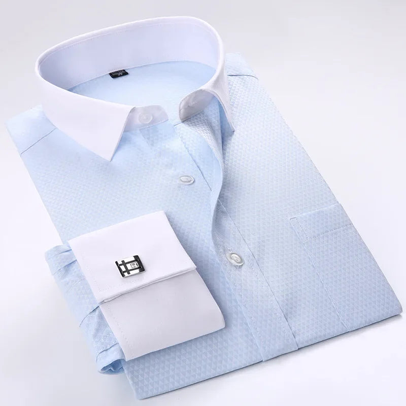 Men's Long Sleeve Formal Striped Dress Shirt