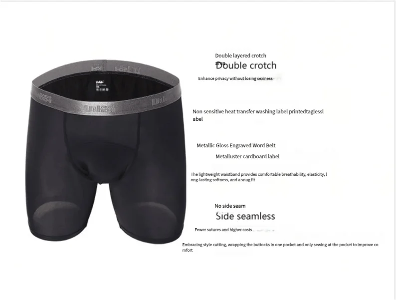 Mens Long Underwear U Convex Sports Boxers For Men Athletic Quick Dry Compression