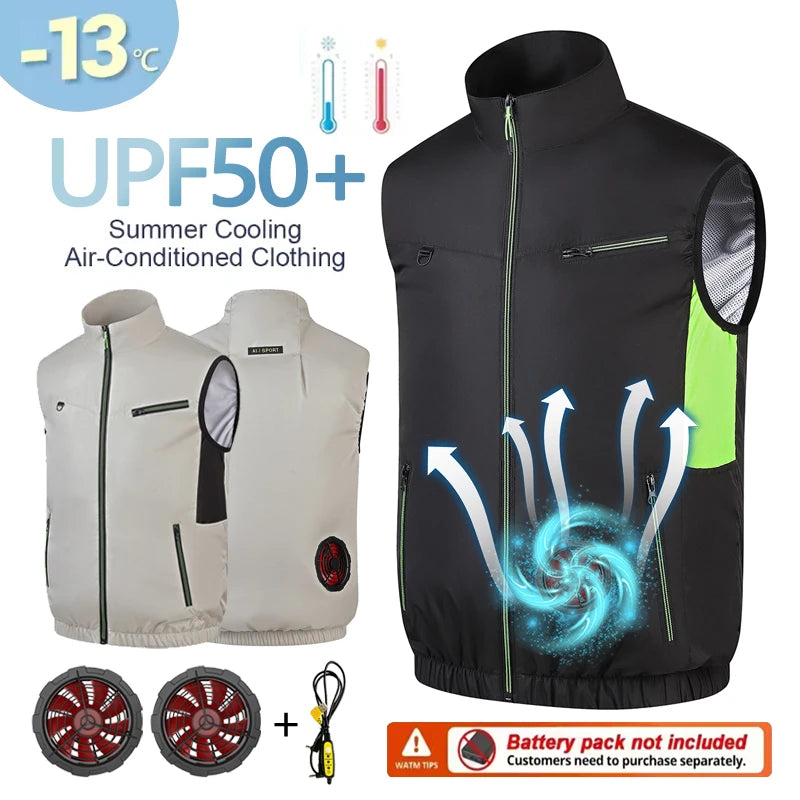 Cooling Fan Vest for Men and Women, Polyester, Unisex