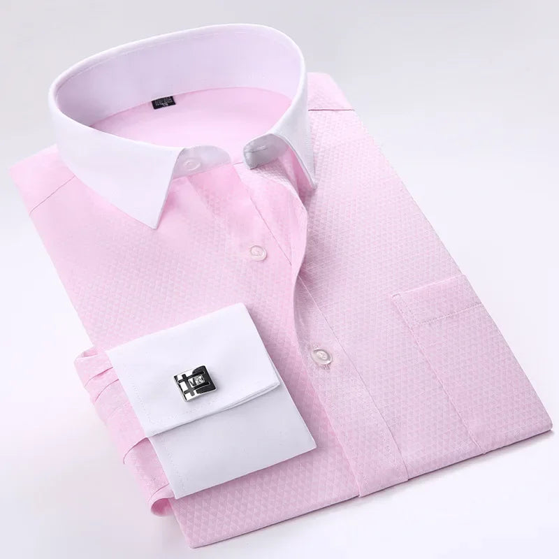 Men's Long Sleeve Formal Striped Dress Shirt