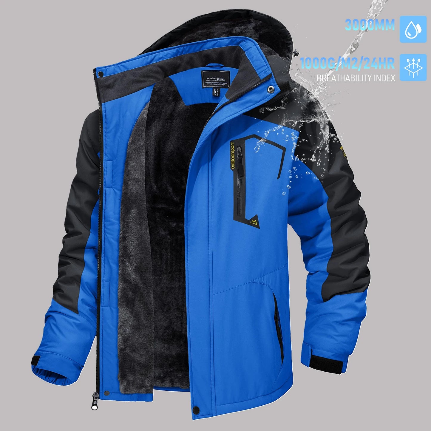 TACVASEN Men's Winter Ski Jackets Waterproof Fleece Coats Insulated Thermal Snowboard Jacket Parka Raincoat with Hood Man Parka