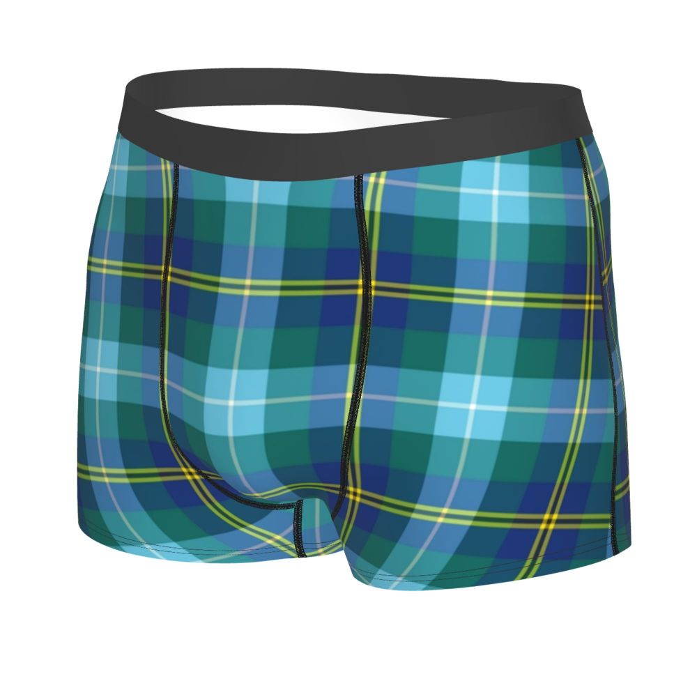 Black Watch Tartan Boxer Shorts for Men in Lycra and Polyester