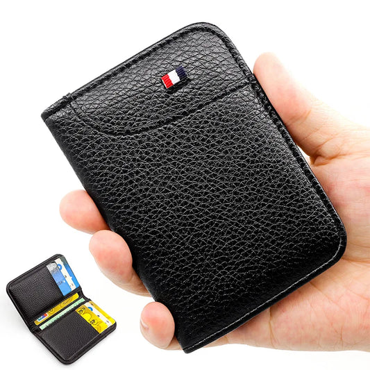 Portable Super Slim Soft Wallet Leather Mini Credit Card Wallet No Zipper