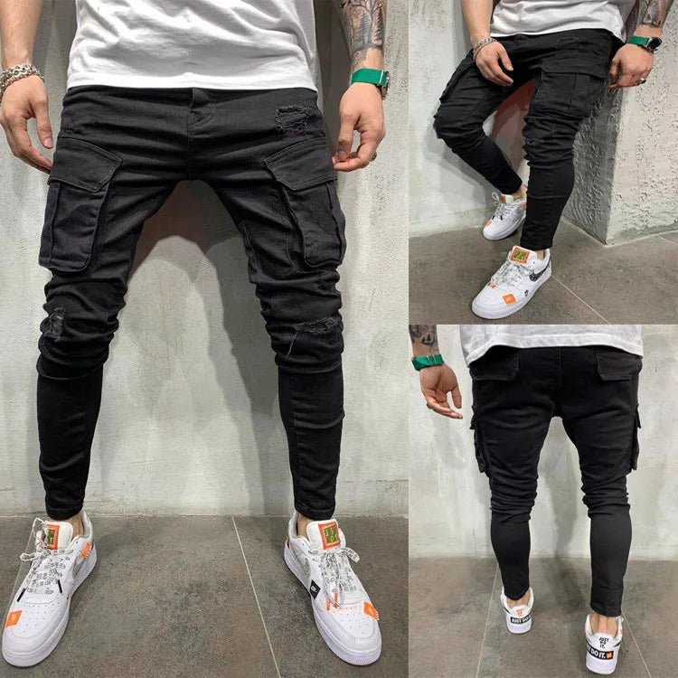 Mens Black Casual Slim Fit Jeans Pants