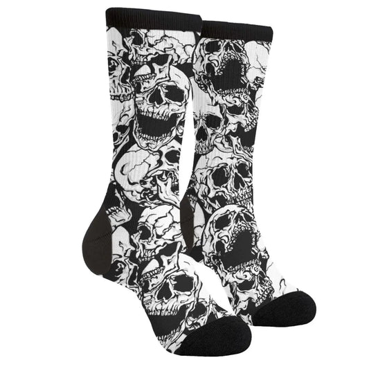 Casual Black And White Skull Print Socks for Men and Women