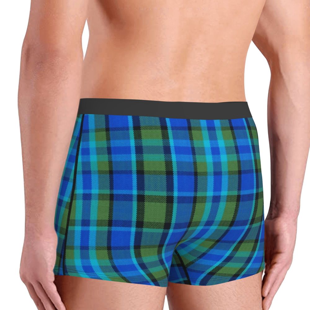 Black Watch Tartan Boxer Shorts for Men in Lycra and Polyester