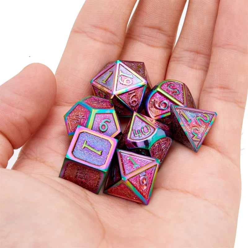 DND Metal Dice Set for Dungeons & Dragons, 5e, RPG Board Game, Tabletop Role Playing,7 Pcs