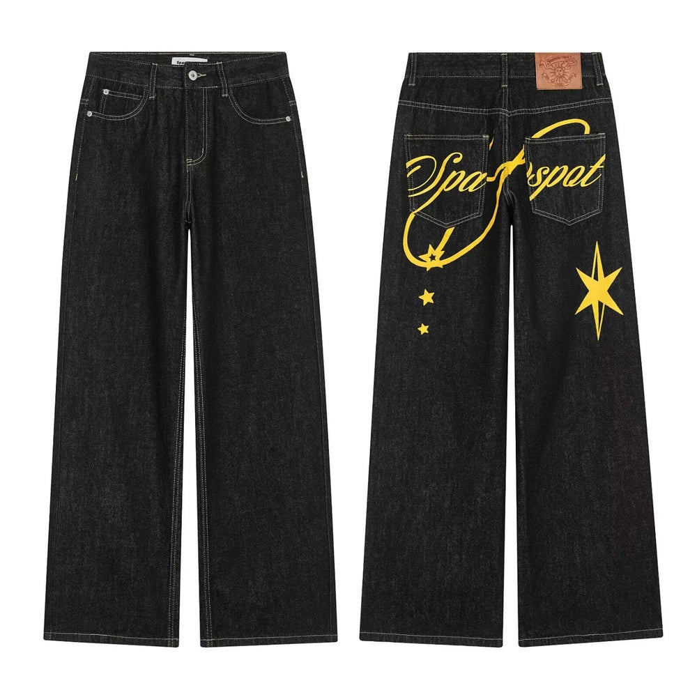 Mens Casual Vintage Straight Leg Jeans Pants