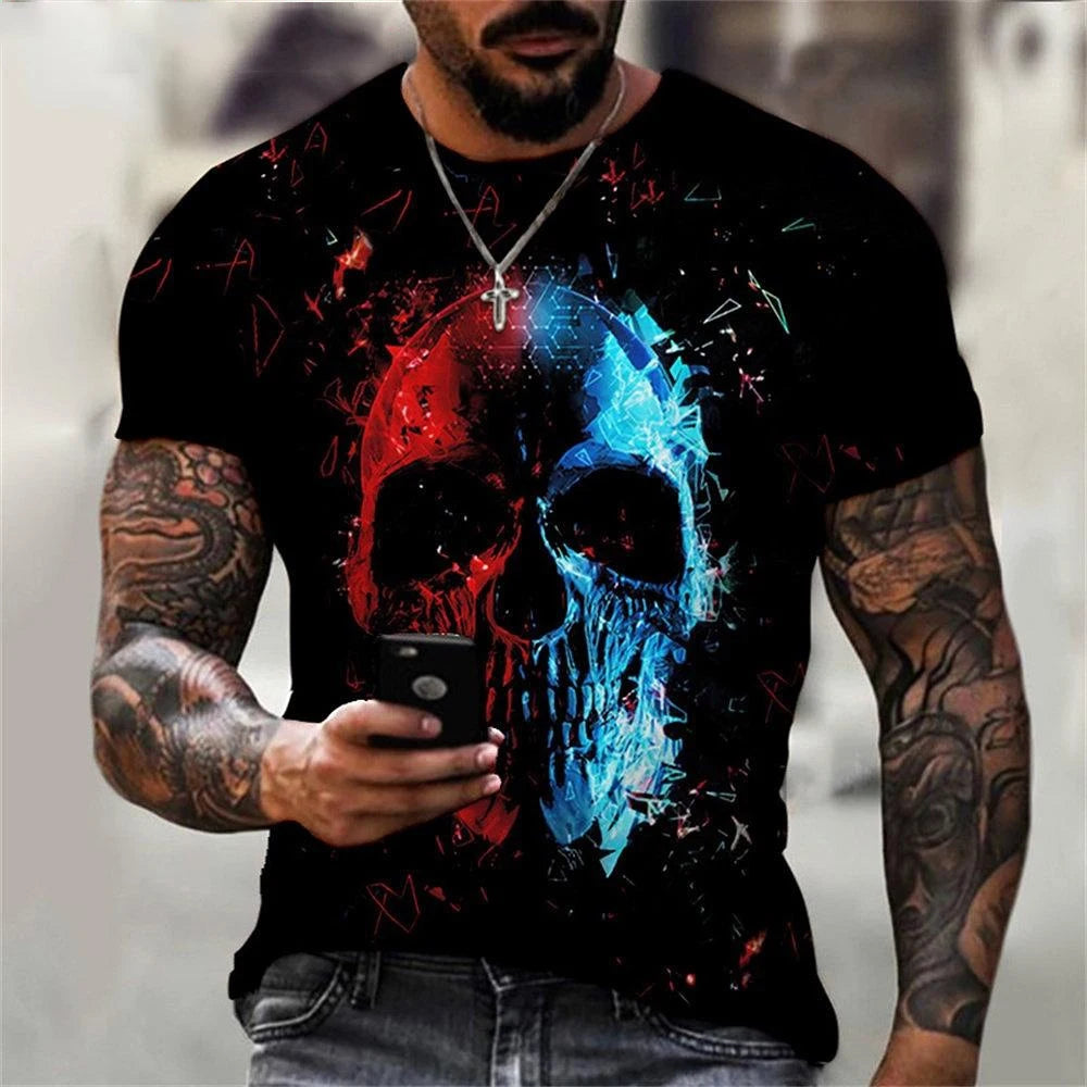3D Printed Skull T-Shirt for Men Casual Summer Wear