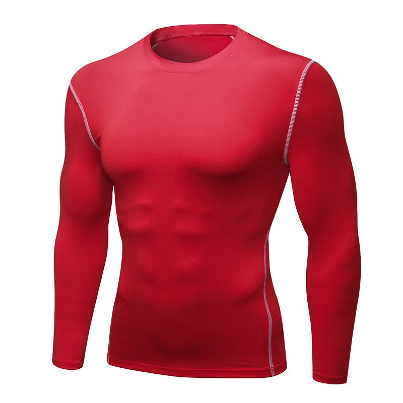 1pcs Men's Long-sleeved Thermal Male Thin Tight Fitting Elastic Fitness Tops