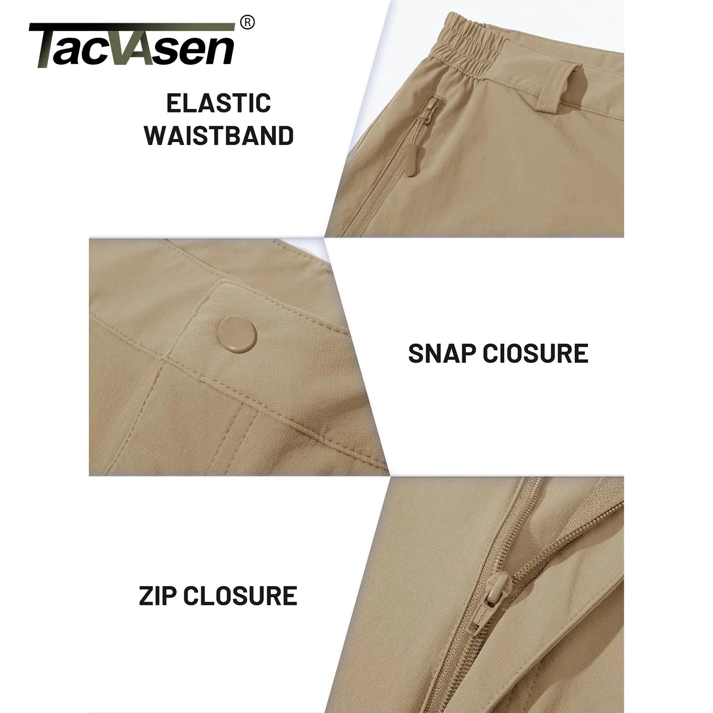 TACVASEN 5 Zipper Pockets Summer Quick Dry Cargo Shorts Mens Fishing Shorts Stretch Outdoor Hiking Nylon Work Shorts Lightweight