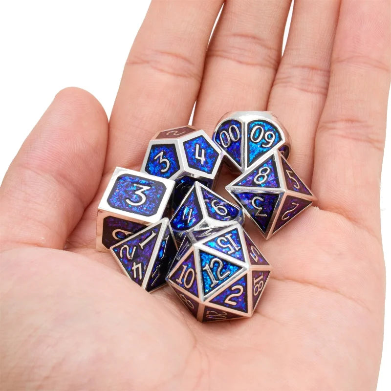 DND Metal Dice Set for Dungeons & Dragons, 5e, RPG Board Game, Tabletop Role Playing,7 Pcs