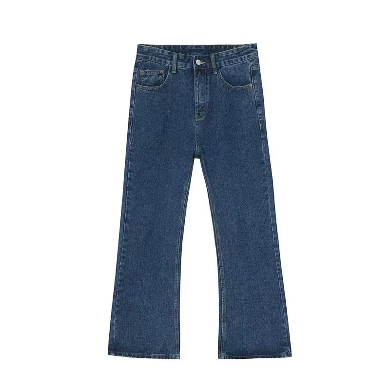 Mens Boot Cut Jeans Slim Fit Blue Black Denim Pants