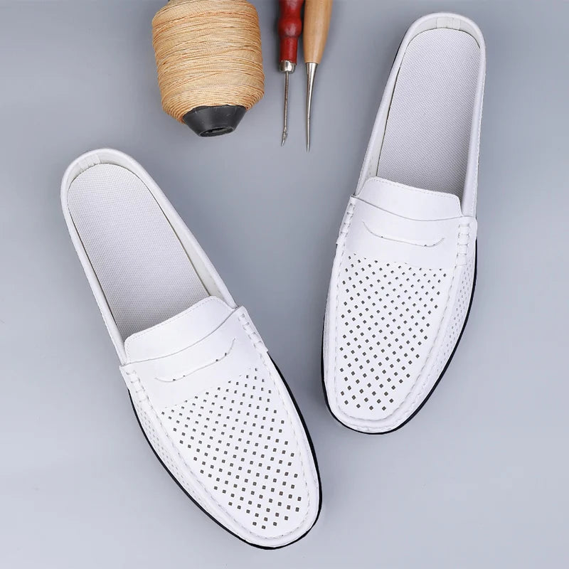 Men's Casual Leather Shoes with Breathable Design