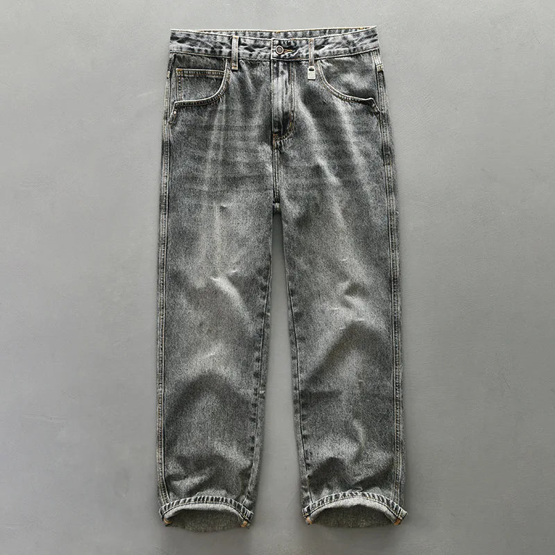 Men's Straight Cotton Joggers Vintage Wash Jeans