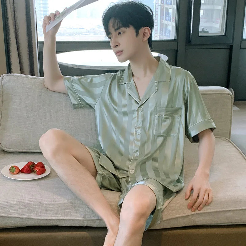 Thin Ice Silk Pajamas for Men