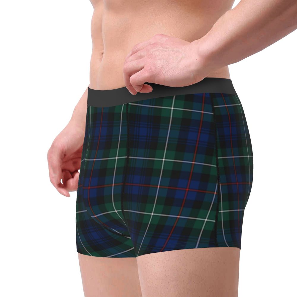 Black Watch Tartan Boxer Shorts for Men in Lycra and Polyester