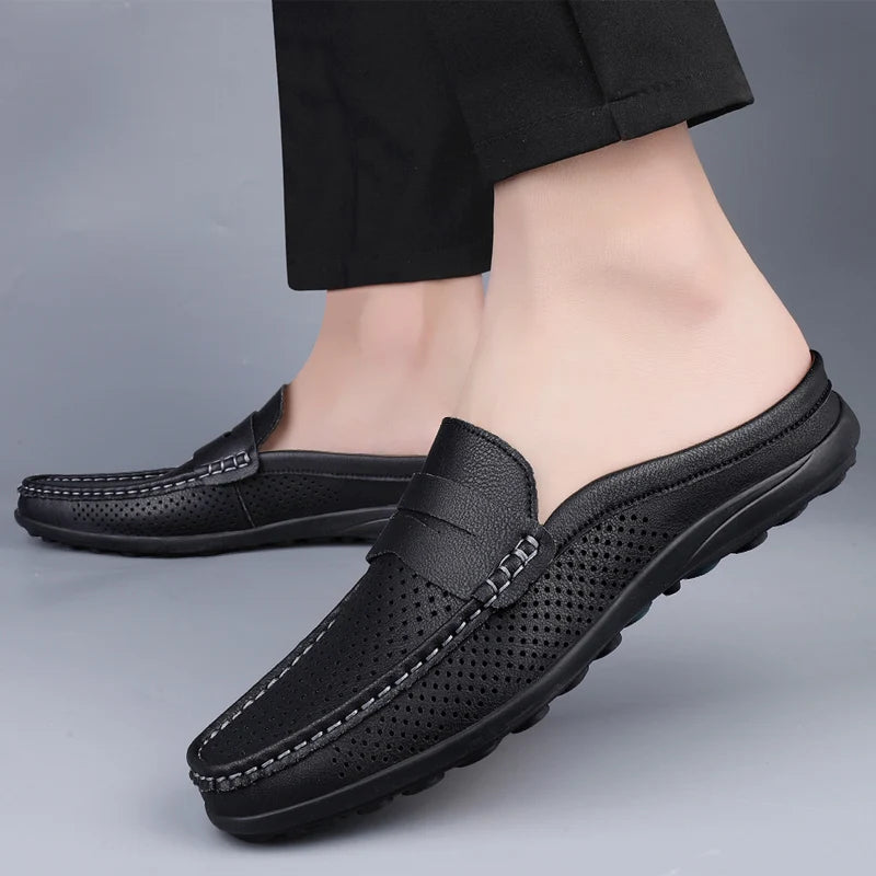 Men's Casual Leather Shoes with Breathable Design