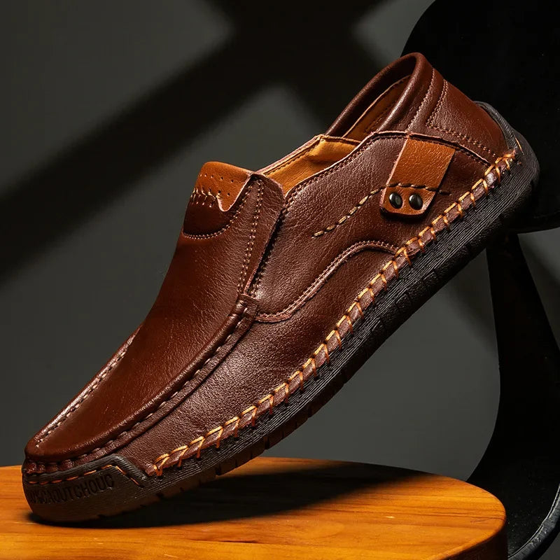 Genuine Leather Mens Loafers Slip-On Casual Shoes