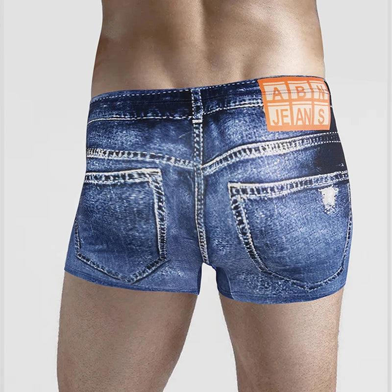 Men's 3D Print Denim Boxer Shorts