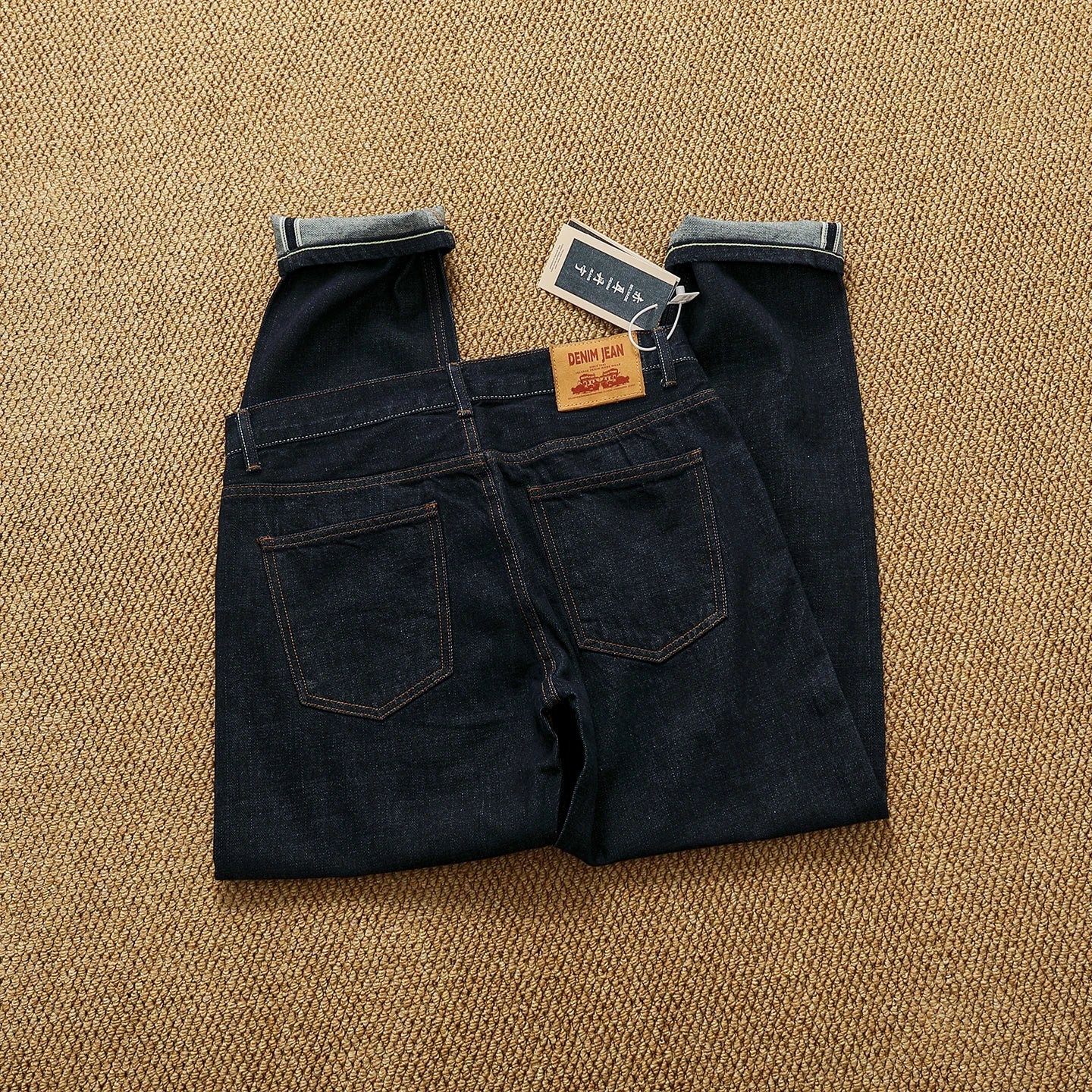 100% Cotton Washed Raw Selvedge Denim Jeans for Men - American Vintage Casual Indigo Straight Leg Tapered Trousers 2025 Autumn