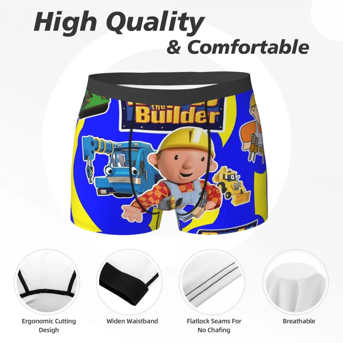 Boxer Underpants Shorts Bob The Builder Panties Men's Comfortable Underwear for Homme Man Boyfriend Gift