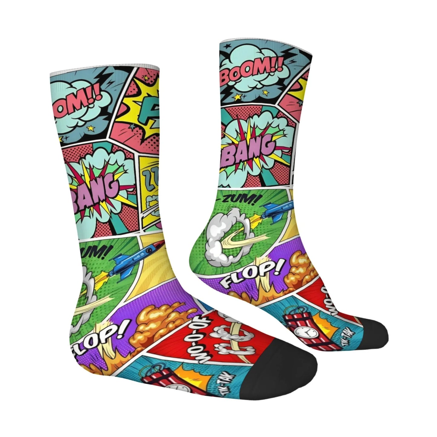 Cartoon Pop Art Print Men's Socks Comfortable and Breathable Socks Quirky and Stylish Street Parties Socks Happy Funny Gifts