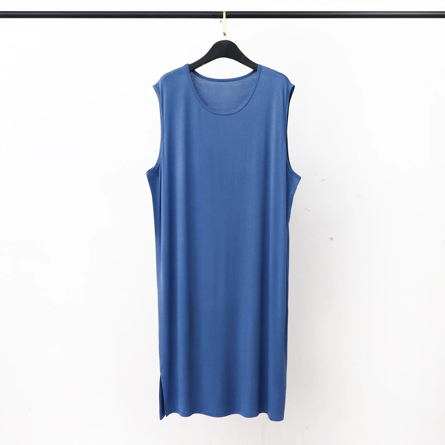 Men's Modal O-Neck Robe in Black, Blue, Gray