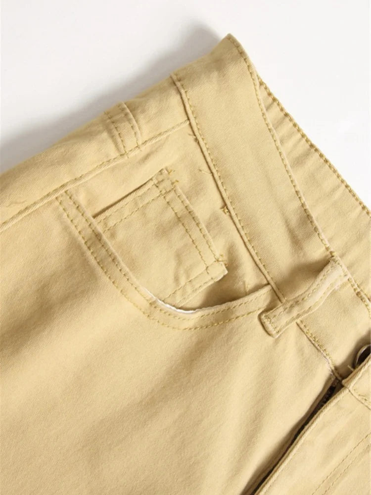 Men's Khaki Skinny Jeans Casual Denim Pants
