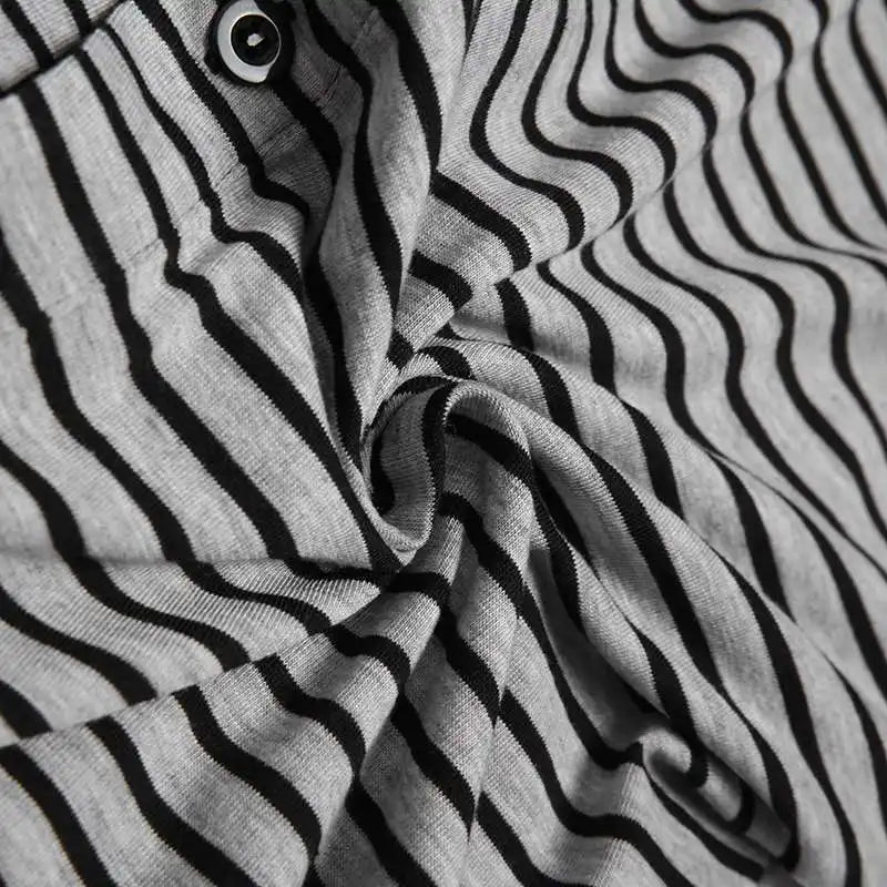 Striped Lounge One-Piece Pajama Sets Sleepsuit Men's Sleep Slim-Fit Long-Sleeve Underwear Autumn-Winter New Homewear