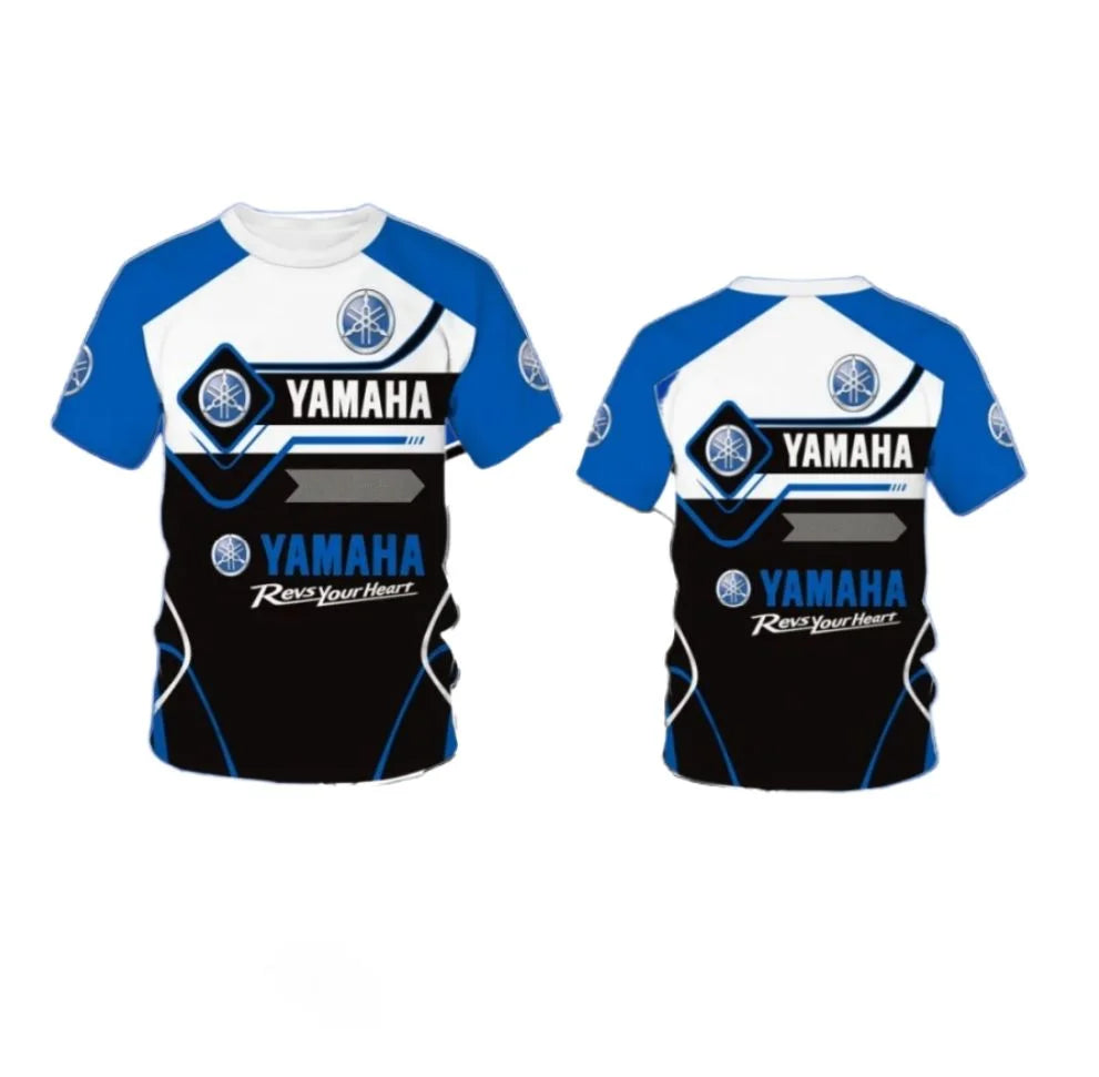 New Yamaha fashion 3D printed team motorcycle cross-country racing T-shirt for men, quick-dry, breathable, round-neck sports shi