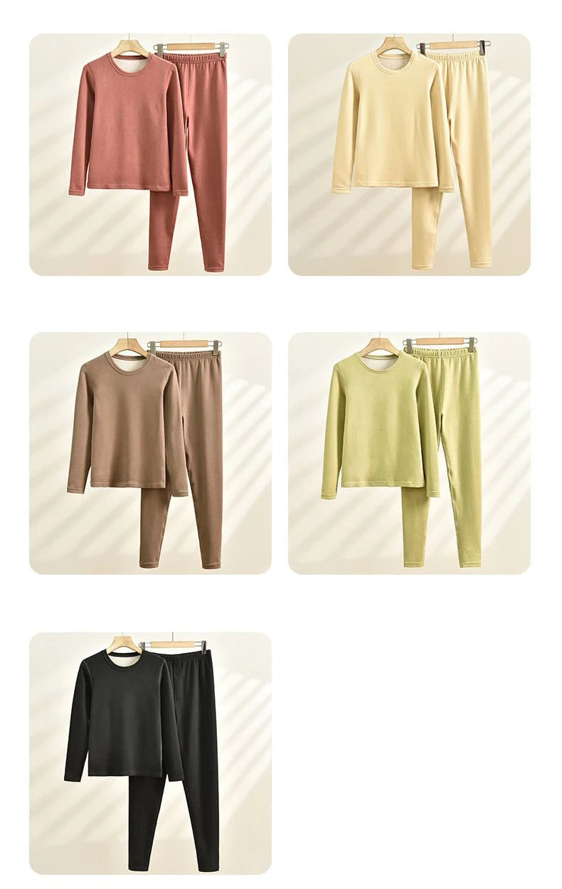 Thermal Underwear For Women + Men Winter Clothes Wool And Silk Two Piece Sets Thermos Clothing