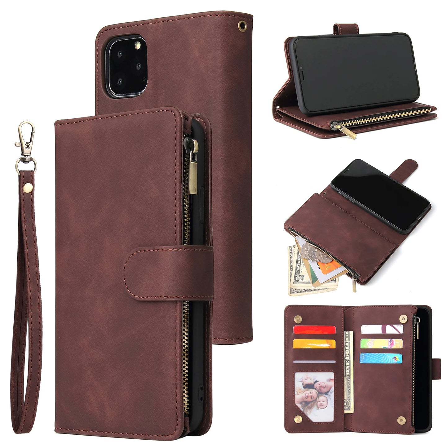 Premium Leather Wallet Case For iPhone 16 15 14 13 12 11 17 Pro Max Plus Magnetic Flip Cover
