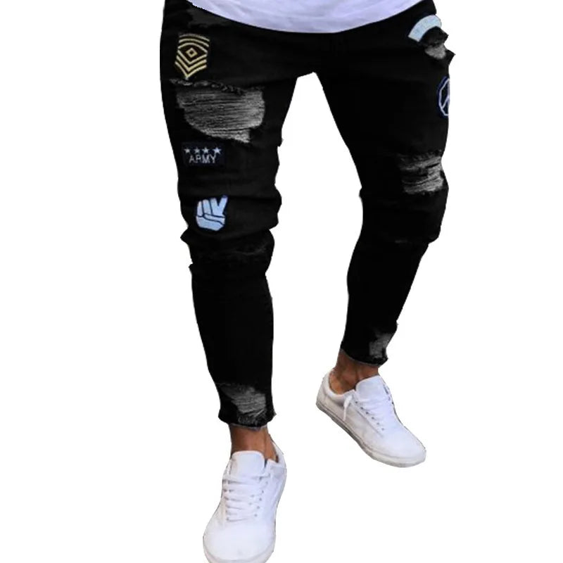 Mens Black Casual Slim Fit Jeans Pants