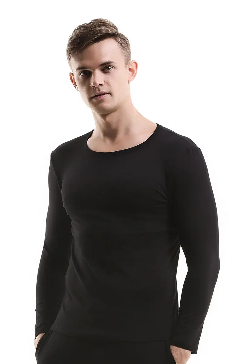 Men's lightweight pajama top - pure cotton, loose-fit long sleeve, casual loungewear for autumn/winter