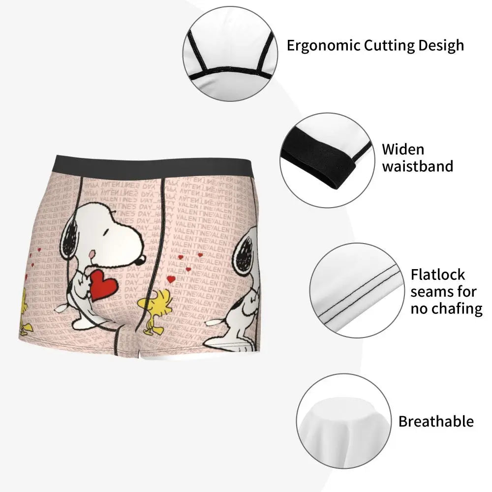 Snoopy Boxer Briefs for Men - Giggle Print Polyester Blend