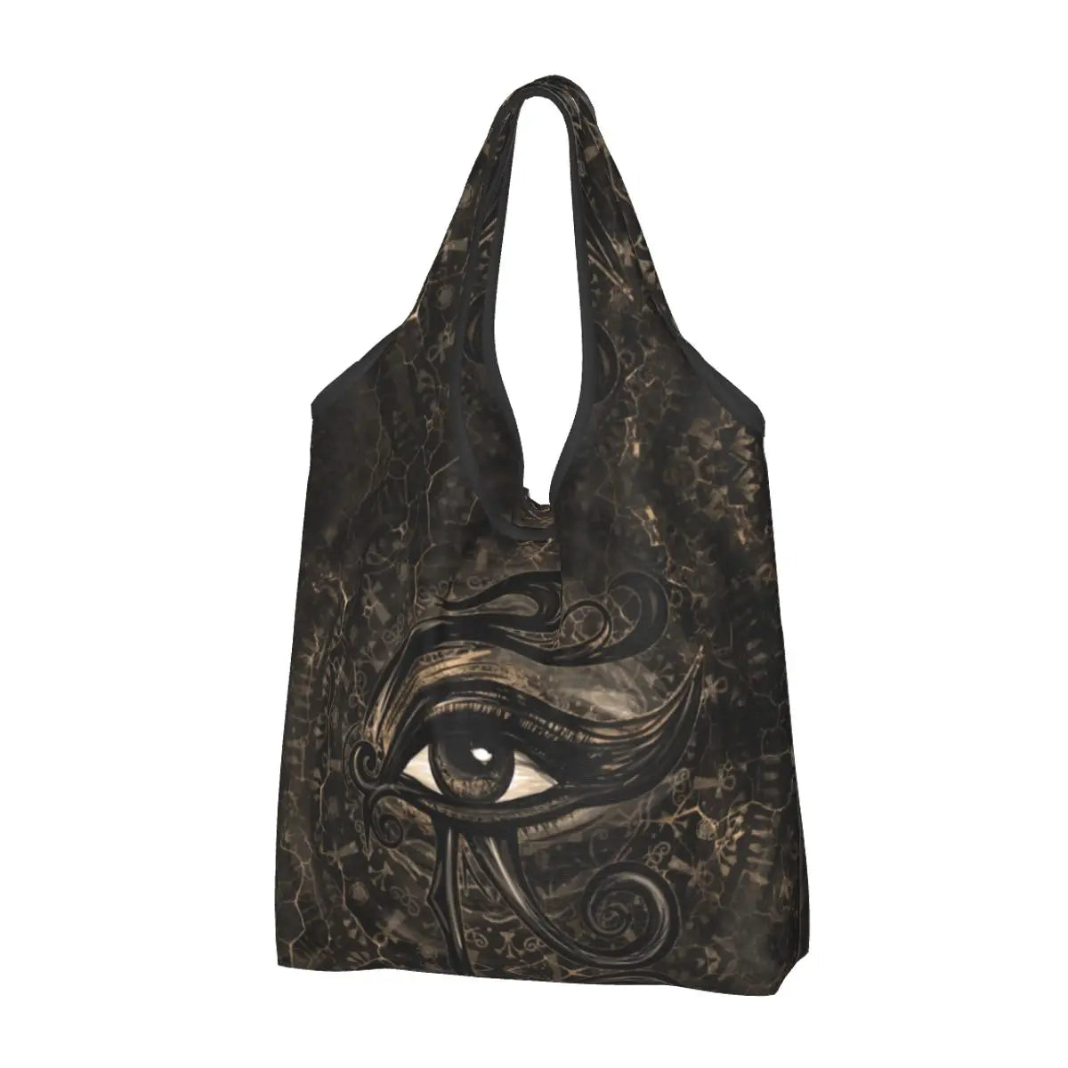 Egyptian Eye Of Horus Grocery Shopping Bags Custom Shopper Tote Shoulder Bag Portable Ancient Egypt Hieroglyphics Handbag