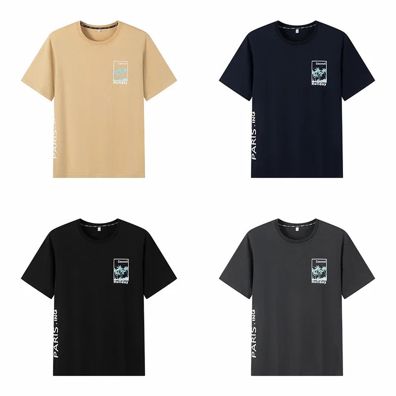 Men's Cotton Round Neck T-Shirt 6XL 7XL Casual Wear