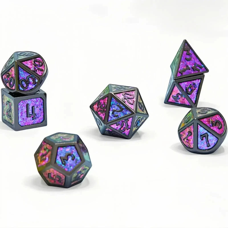 DND Metal Dice Set for Dungeons & Dragons, 5e, RPG Board Game, Tabletop Role Playing,7 Pcs