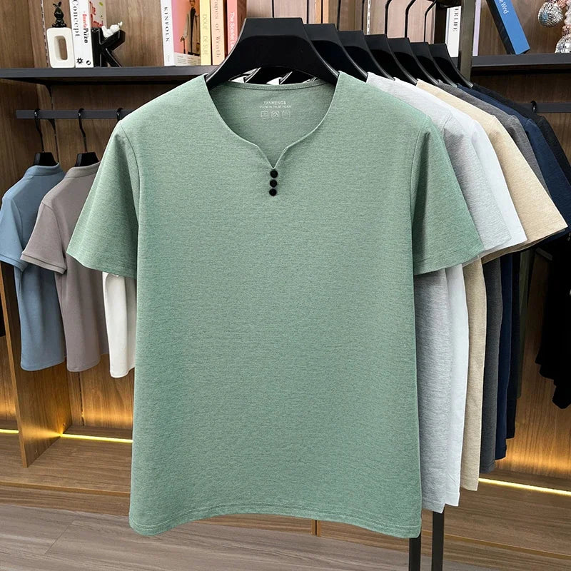 Mens Short Sleeve Henley Neck T Shirts Summer Casual Soft Breathable Lightweight Tops for Men for Work Daily Wear Streetwear