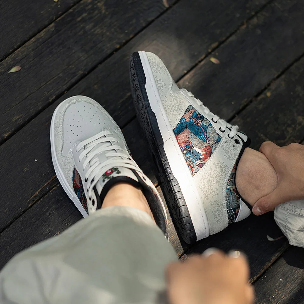 Mr.A Brand Personalized Embroidered Trendy Shoes Creative Casual Sports Men's Shoes Versatile Lace-Up High-Quality Men's Casual Shoes
