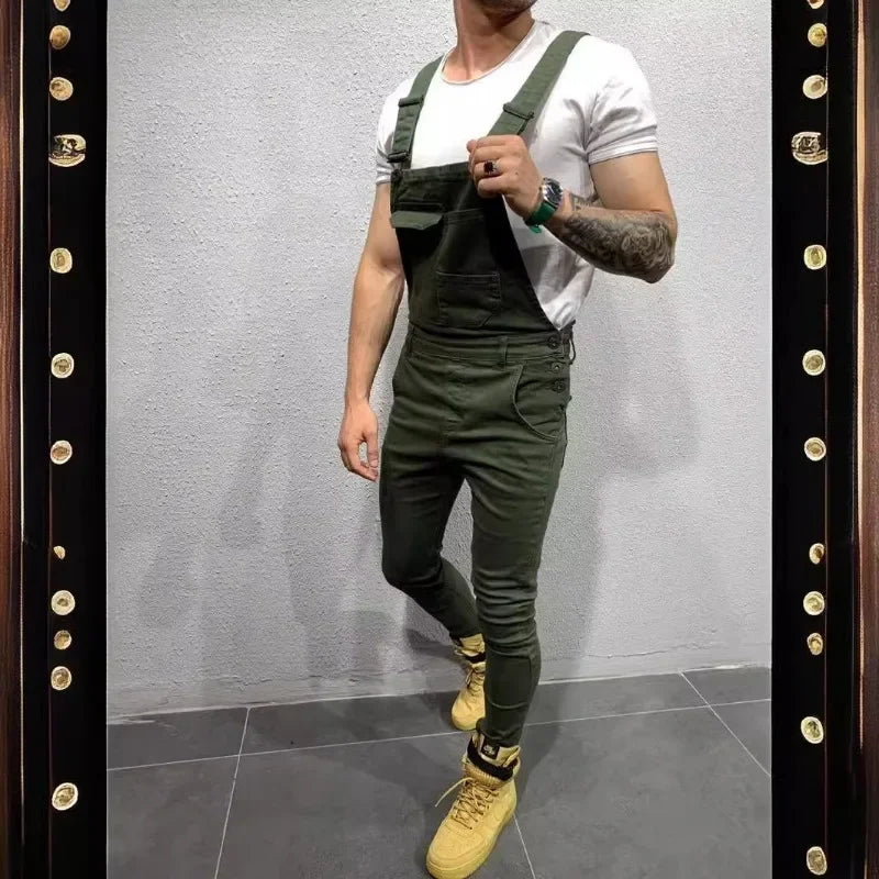 Men's Denim Overalls in Slim Fit for Casual Wear