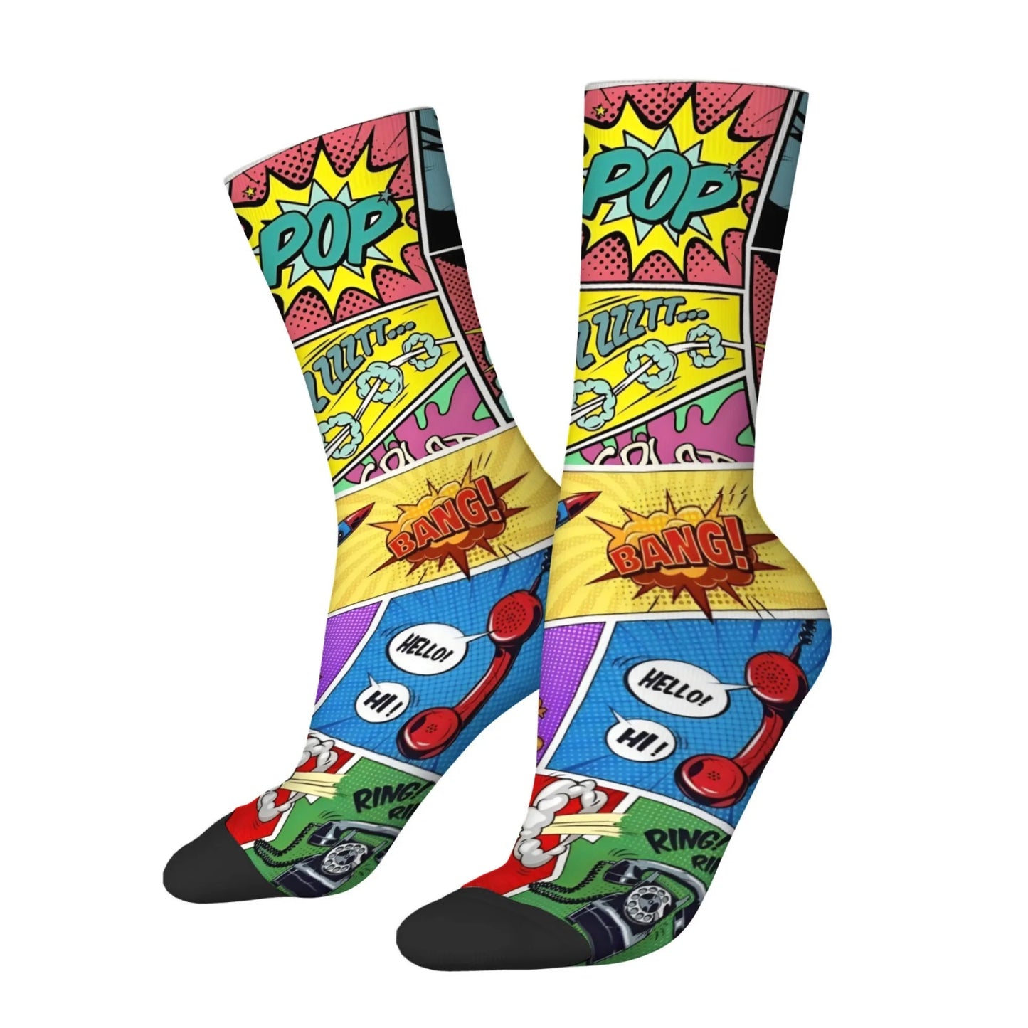 Cartoon Pop Art Print Men's Socks Comfortable and Breathable Socks Quirky and Stylish Street Parties Socks Happy Funny Gifts